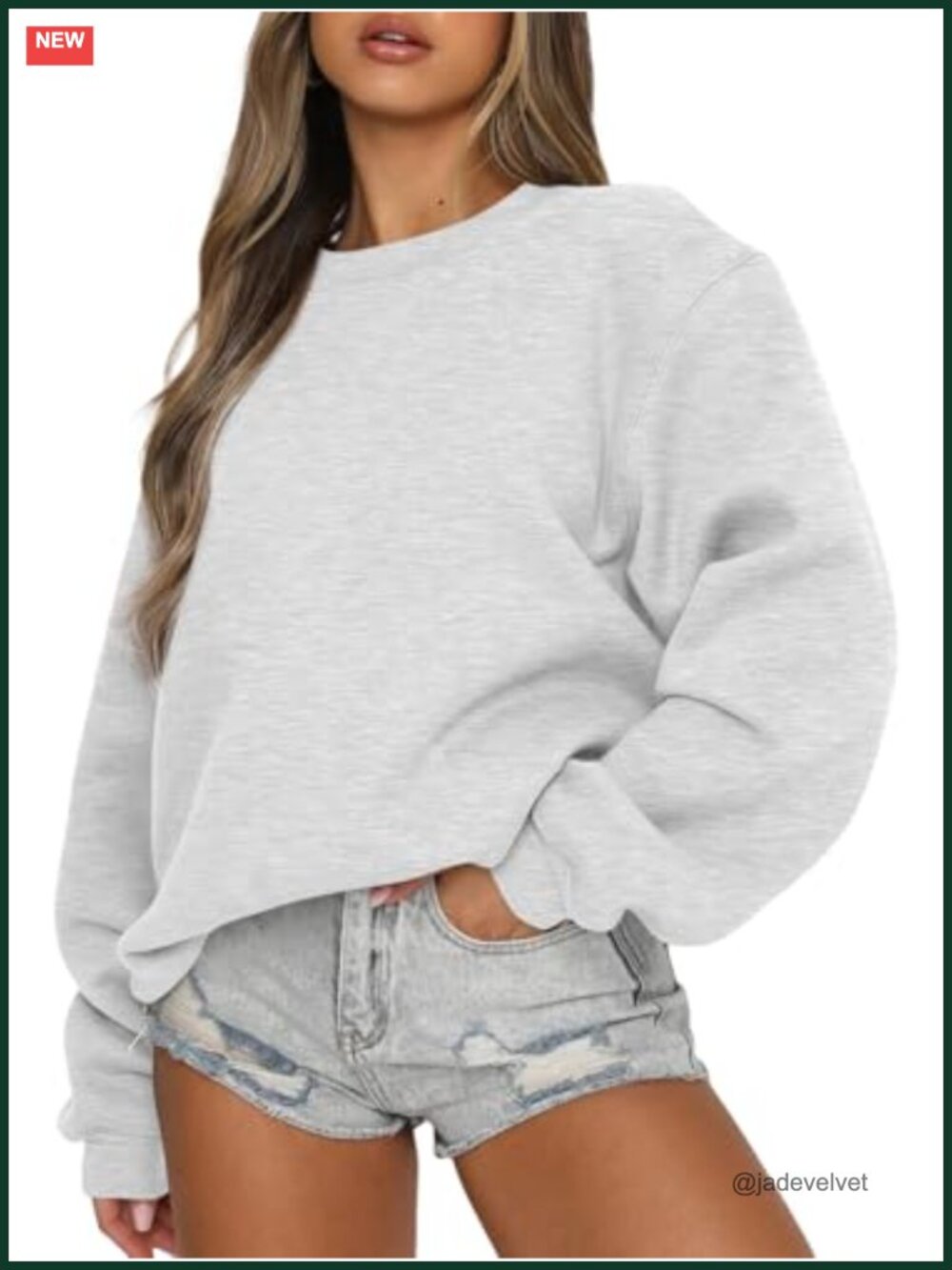 Oversized Crewneck Fleece Lined Sweatshirt Relaxed Fit Winter Pullover